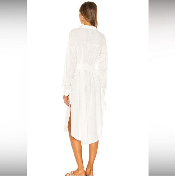 🌺 L*Space Barcelona White Button-Up Midi Dress Coverup Resortwear XS/S 🌺 - Picture 3 of 10